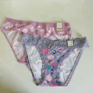 NWT 2 pairs pink lavender printed panties size M